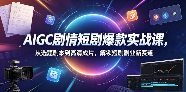 AIGC剧情短剧爆款实战课，从选题剧本到高清成片，解锁短剧副业新赛道-副业心选
