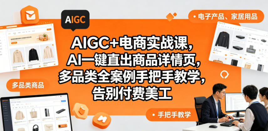 AIGC+电商实战课，AI一键直出商品详情页，多品类全案例手把手教学，告别付费美工(更新)-副业心选