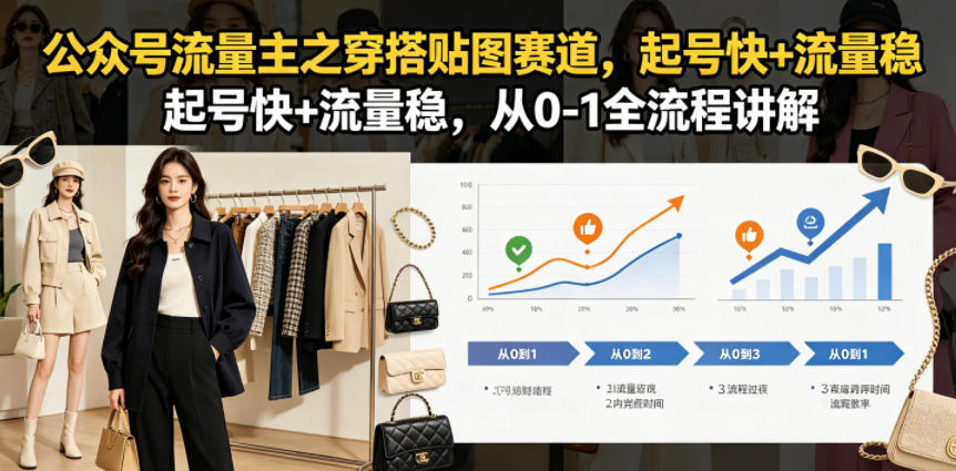 公众号流量主之穿搭贴图赛道，起号快+流量稳，从0-1全流程讲解-副业心选