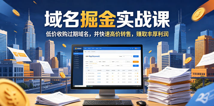 域名交易掘金实战课，低价收购过期域名，并快速高价转售，賺取丰厚利润【原创双语字幕】-副业心选
