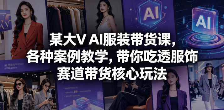 某大V AI服装带货课，各种案例教学，带你吃透服饰赛道带货核心玩法-副业心选