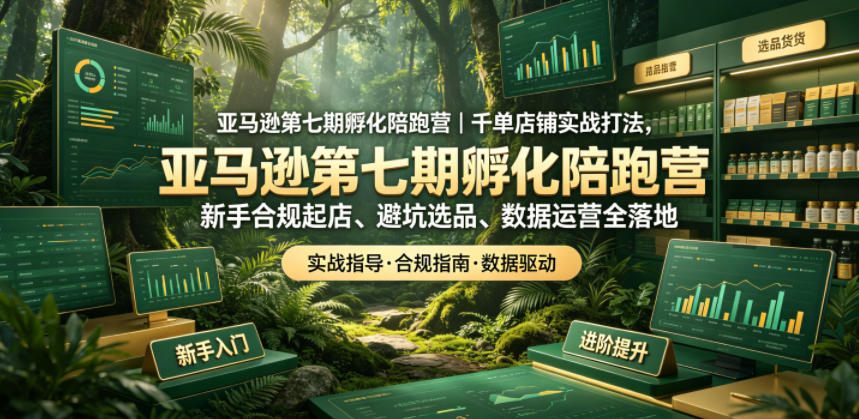 亚马逊第七期孵化陪跑营｜千单店铺实战打法，新手合规起店、避坑选品、数据运营全落地-副业心选
