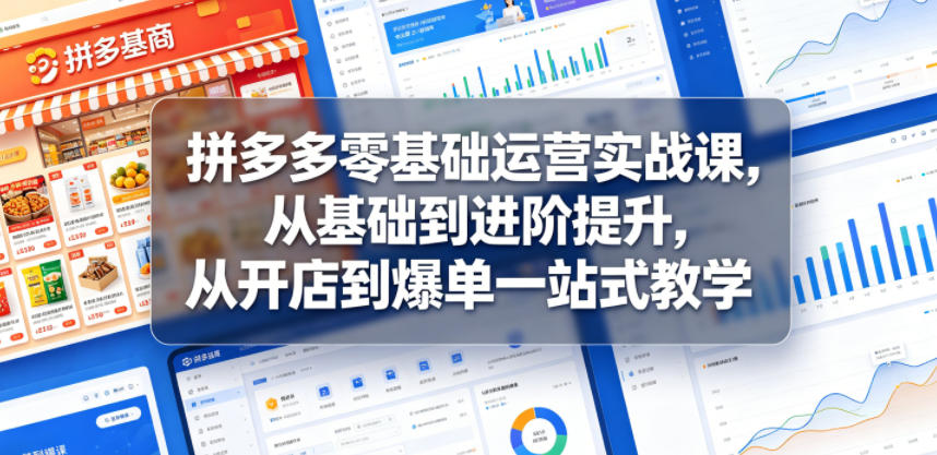 拼多多零基础运营实战课，从基础到进阶提升，从开店到爆单一站式教学-副业心选