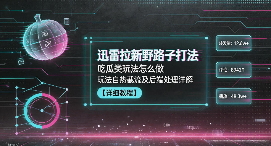 迅雷拉新野路子打法，吃瓜类玩法怎么做，玩法自热截流及后端处理详解-副业心选
